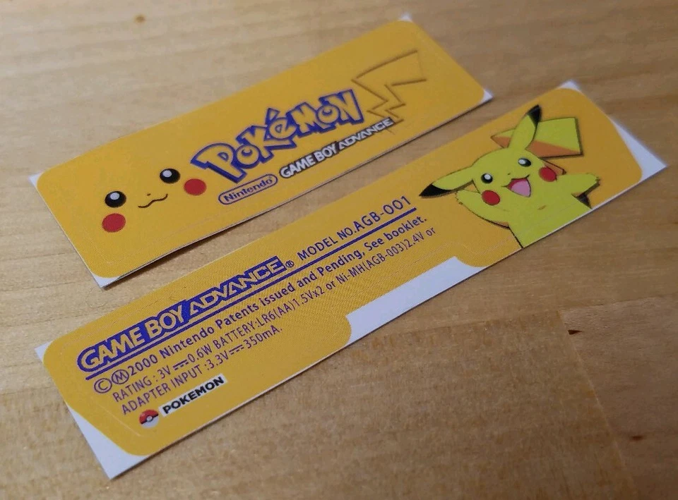 Nintendo Game Boy Advance AGB-001 Pokemon Pikachu Consola Etiqueta BAR Code Lote - Imagen 1 de 4