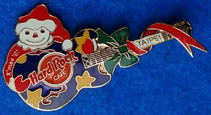 TAIPEI TAIWAN 1997 XMAS CHRISTMAS SANTA SNOWMAN BLUE GUITAR Hard Rock Cafe PIN - Picture 1 of 1