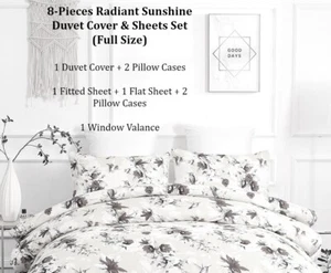 DaDa Bedding Designer Yellow Floral Duvet Cover Fitted Flat Sheets Valances Set - Picture 1 of 15