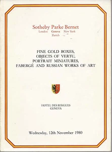 SOTHEBY’S GENEVA SNUFF GOLD BOXES FABERGE RUSSIAN PORTRAIT MINIATURE Catalog 80 - Bild 1 von 1