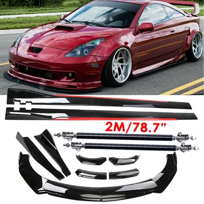 For Toyota Celica GT Front Bumper Lip Splitter Glossy Black Red Body Kit Side Foto 1 de 4