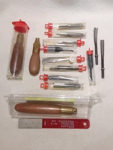 Huge lot Warren Tool Co. Wood Carving Knife Set 3 Handles Extra Blades Chisels - Picture 1 of 21