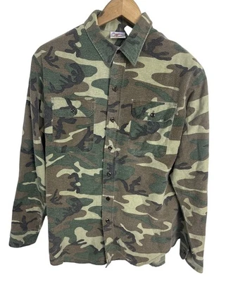 Vintage Prentiss Outdoors Men’s Woodland Camo Button Down Hunting Shirt Size L - Image 1 of 4