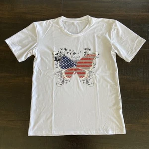 Freedom Patriotic Butterfly with USA Flag T-Shirt, Patriot, Shirt Size M - Picture 1 of 6