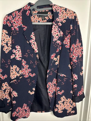 Blazer Cynthia Rowley Floral Flor de Cerezo Azul Marino Rosa Para Mujer Talla XS Foto 1 de 4