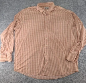 Peter Millar Summer Comfort Shirt Mens  XXL Orange White Check Button Up Soft - Picture 1 of 5