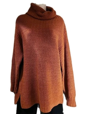 Suéter tejido grueso Free People Eleven XS cuello alto suéter de gran tamaño cacao  Foto 1 de 4