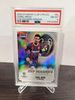 2020 Stadium Club Chrome UCL Lionel Messi Cup Holders Honour PSA 8 - Image 1 of 2