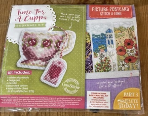 Cross Stitcher Exclusive Tea Cup Bookmark Kit + Poppies Post Card Bits - Picture 1 of 10