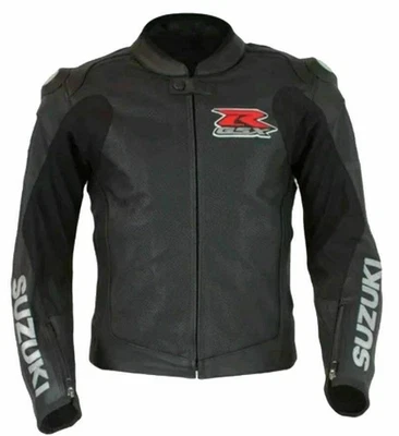 Chaqueta de carreras de motocicletas Suzuki GSX-R cuero de vaca moto chaqueta de montar Foto 1 de 4