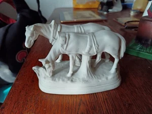Antique Porcelain White Horses - Picture 1 of 6