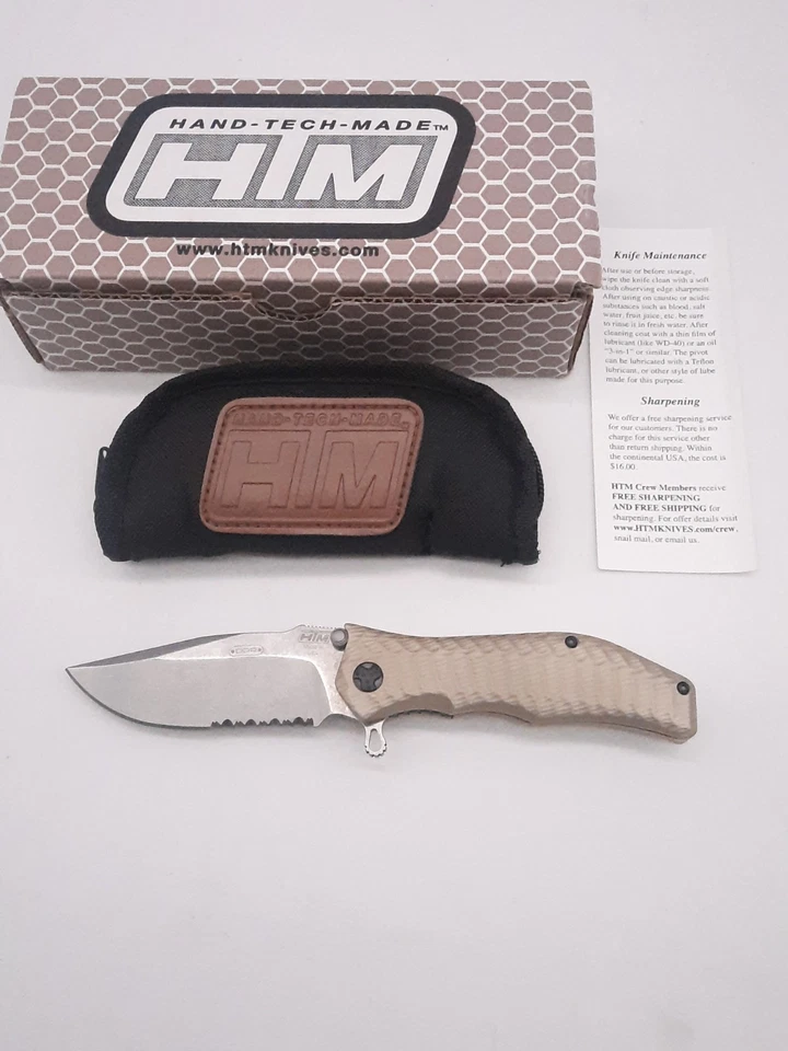 Cuchillo Plegable Hecho a Mano HTM Darrel Ralph Pistola Verde Martillo Nuevo con Caja Foto 1 de 4