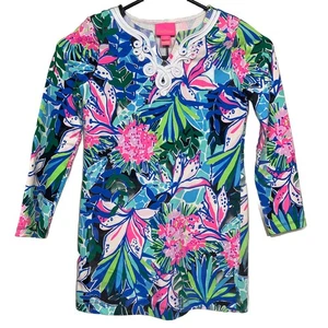 Lilly Pulitzer Girls Dress Size M (6-7) Floral Tunic Long Sleeve Cotton Modal - Picture 1 of 6
