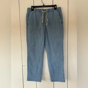 Pantalones de mujer LL Bean ajuste favorito cambray con cordón talla 10 recortados azules - Imagen 1 de 9