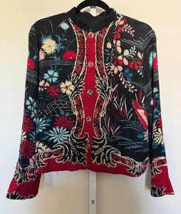 Zitrone Santa Monica Seidenjacke Größe Medium asiatischer Stil leicht geblümt - Bild 1 von 10