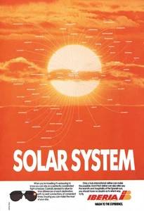 1987 Iberia Airlines: Solar System Vintage Print Ad - Picture 1 of 1