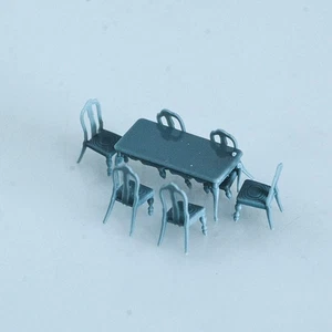 Mesa de cocina de comedor larga 1/43 con 6 sillas muebles estilo americano - Imagen 1 de 1