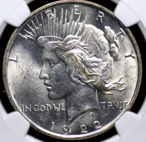 1922 D PEACE DOLLAR NGC MS 61 FROSTY LUSTROUS WHITE AND A FULL STRIKE WITH A - Picture 1 of 6