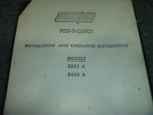 Pierce-All 3025A 2450A Perf-O-Mator Punch Press Installation & Operator Manual - Picture 1 of 1