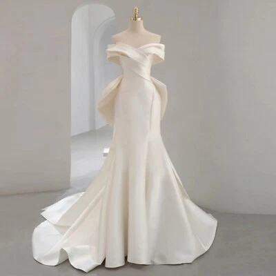 Elegante Vestido de Novia Sirena Sin Tirantes con Tren Desmontable Satén Vestidos de Novia Foto 1 de 4