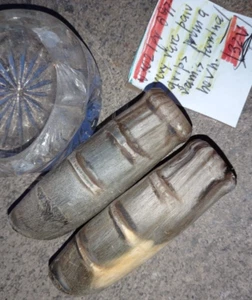 VERY RARE PAIR GRIPS IN ONE PIECE FROM A RAM’s HORN TERMINAL MANOPOLE IN CORNO - Picture 1 of 5