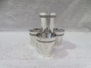Vintage French 950 silver 4 liquor vodka goblets E Puiforcat 4cl h 4,6cm - Picture 1 of 9