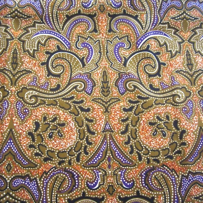 60cm x 111cm Vintage Cotton Fabric 1970s Faux Batik Style Paisley Retro Brown - image 1 of 4