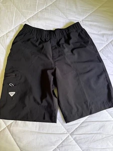 Columbia PFG Terminal Tackle Shorts Boys L Black Stretch Elastic Waist - Picture 1 of 3