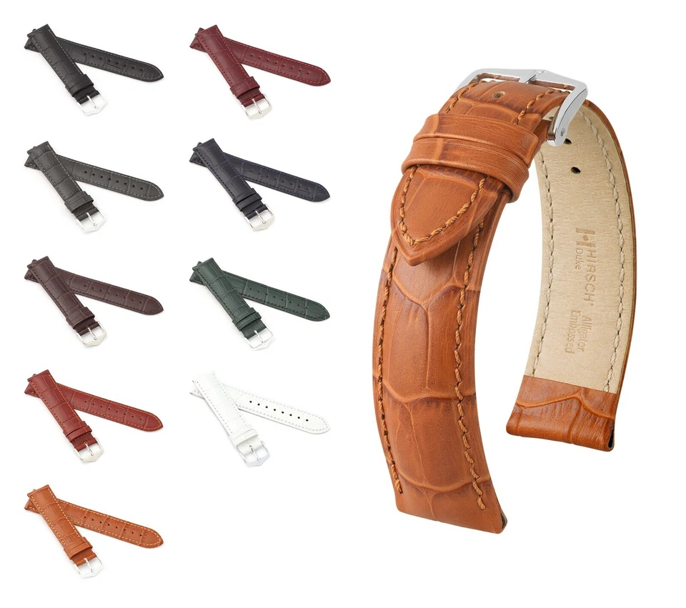 Correa de reloj de cuero de becerro HIRSCH "Duke", 16-24 mm, 2 colores, ¡nueva! Foto 1 de 1