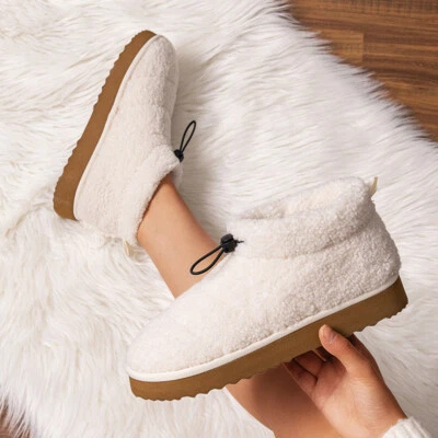 Women’s Snow Boots Ankle Boots Warm Slip-On Round Toe Winter Shoes US Size 6-11 - Image 1 of 4