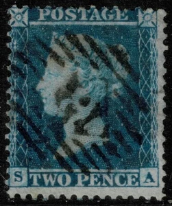 1855 2d Blue SG34 Pl 5 SA Very Fine Used Cat. £70.00 - Picture 1 of 1