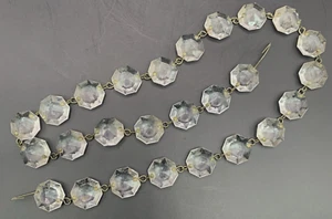Vtg Crystal Glass Chandelier Chain Strand 26 Faceted Octagon Prisms Estate 24" - Picture 1 of 5