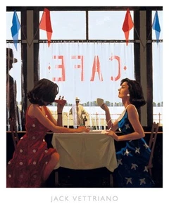 Cafe Days ART PRINT by Jack Vettriano image size 14 1/2" x 17" - Picture 1 of 1