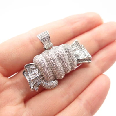 925 Sterling Silver C Z Hand & Money Pendant - Image 1 of 4