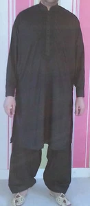 Herren bestickt indisch pakistanisch Punjabi schwarz/weiß Kurta Salwar Anzug, S-XXXL - Bild 1 von 8
