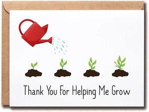 Thank You Teacher Card Helping Me Grow - Appreciation 5 x 7 inches - Picture 1 of 4
