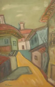 Vintage fauvist oil painting landscape signed - Picture 1 of 16