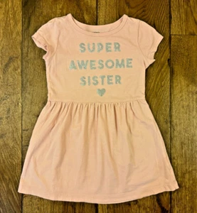 Carter's Girls Dress 3T Super Awesome Sister Little Big Short Sleeved Clothes - Picture 1 of 5