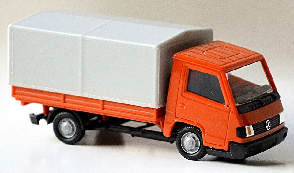 Mercedes Benz 100 D II Cassone Telone 1992-95 Rosso-Arancio 1:87 Herpa 041744 - Immagine 1 di 4