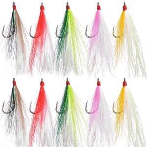 Dressed Bucktail Teaser Flies Fishing Hook Sea Bass Fluke Cod Plugs Rigs 5 Color - Picture 1 of 21