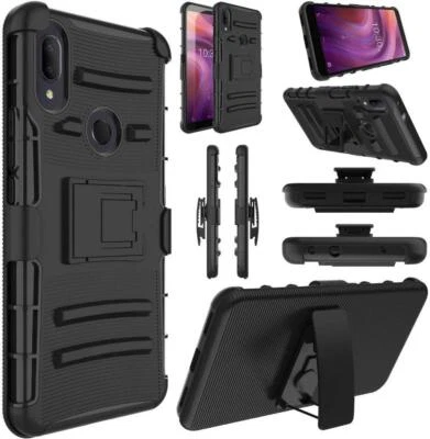 For Alcatel 3V (2019) Case Shockproof Holster Clip stand Cover + Tempered Glass - Image 1 of 4