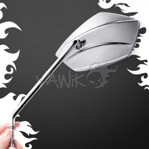 VAWiK Palm mirrors CNC aluminum chrome 5/16" fits Harley universal tall stem θ - Bild 1 von 8