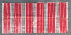 Vintage Wool Scandinavian Runner Handmade, Faded, Red, White, Green 75" x 18.25" - Picture 1 of 7