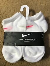 nike light weight no show socks kids 10c-3y 6 pack white pink blue yellow