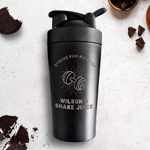 Coctelera de proteínas metálicas aisladas de 750 ml grabada personalizada - negro mate - Imagen 1 de 13