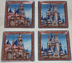 Disney Cinderella Castle Sleeping Beauty Plate Set Jeff Granito 4 Plates NEW - Picture 1 of 5