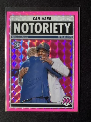 2025 Panini Mosaic Notoriety Cameron Ward #17 Mosaic Pink Fluorescent Prizm RC  - Image 1 of 2