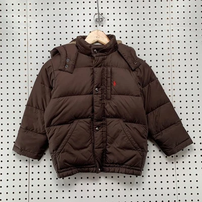 Chaqueta de Plumón Polo Ralph Lauren Niños Niños Talla 5 Puffer Con Capucha Invierno Color Raro Foto 1 de 4