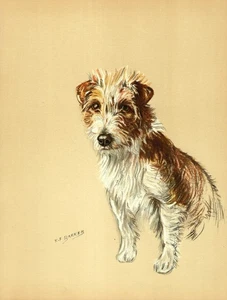 Arte de pared vintage con impresión de Fox Terrier 1938 ilustración K Barker 6266 m - Imagen 1 de 1