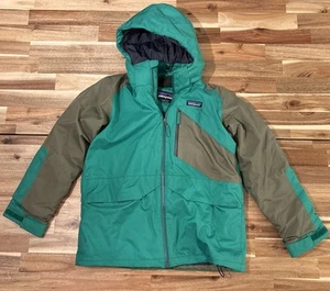 Patagonia H2NO Snowshot Winter Jacket Boys L 12 Green Gray Full Zip - Picture 1 of 15